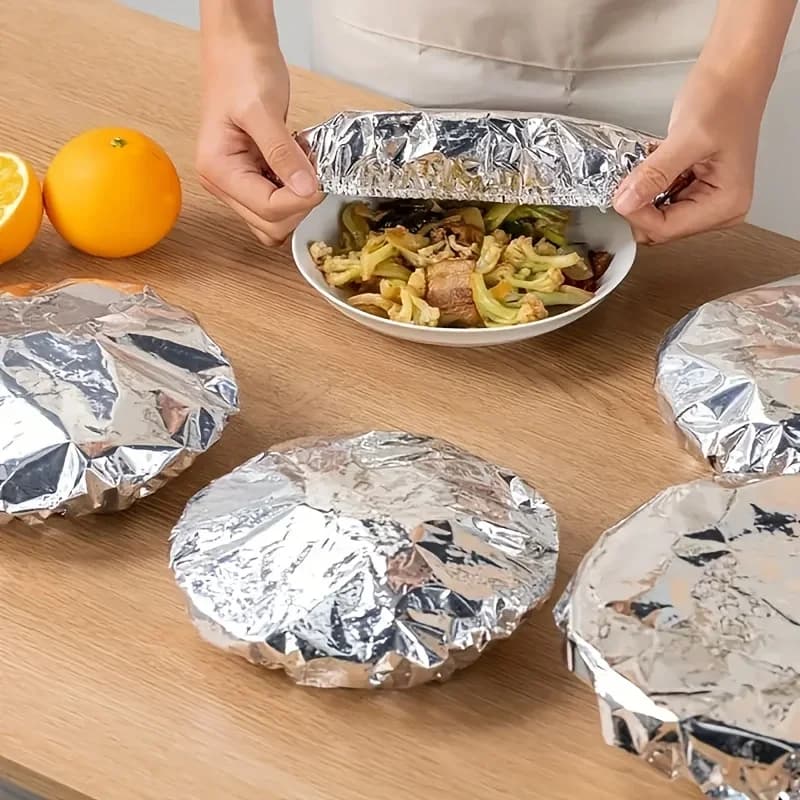 10/100 db hőtartó alufólia tálfedő, ételmelegentartó és frissentartó fóliafedő tálakhoz, tányérokhoz