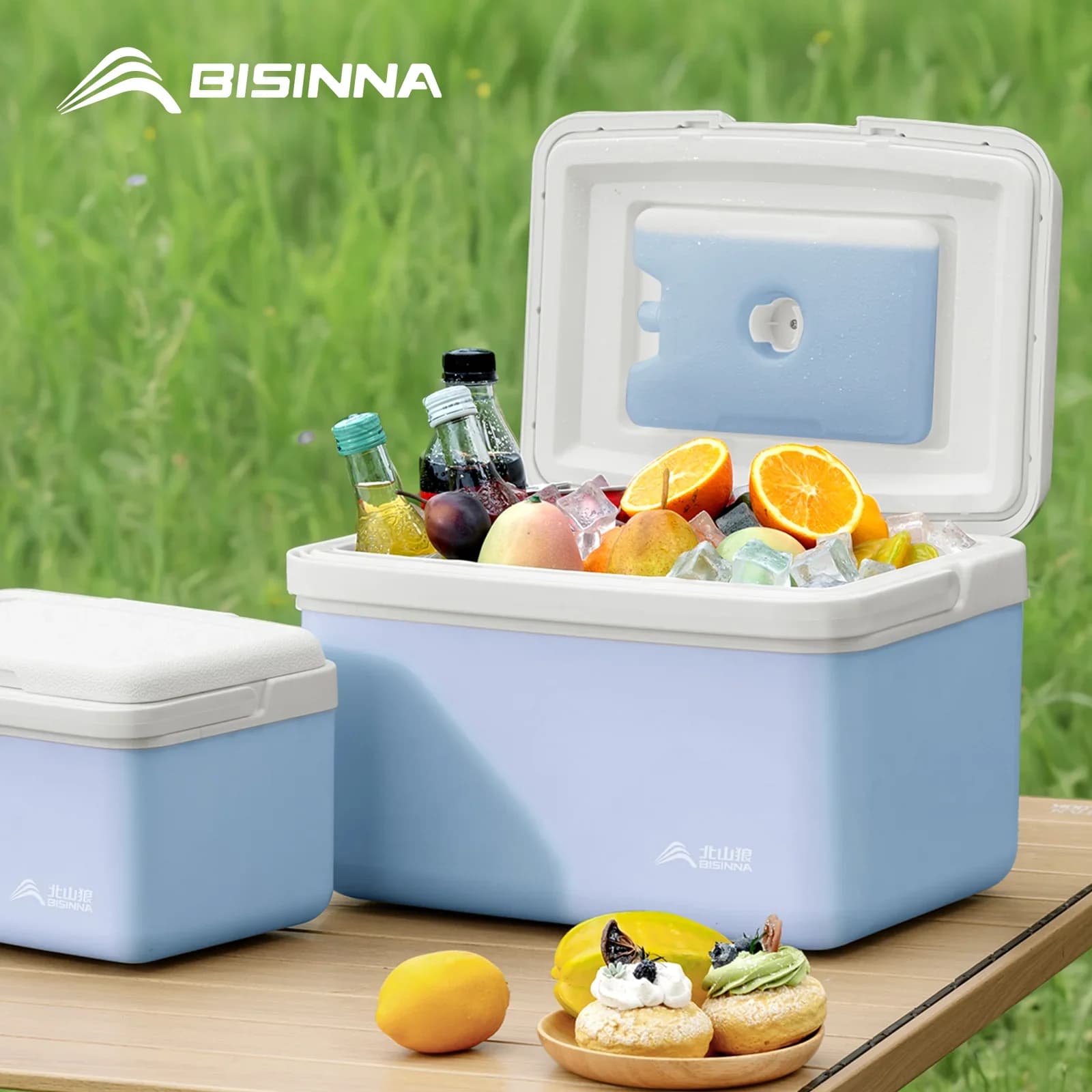 BISINNA kemping hűtőláda 6L/9L/15L, hordozható hűtőbox horgászathoz, autós hűtőláda strandoláshoz, piknikhez