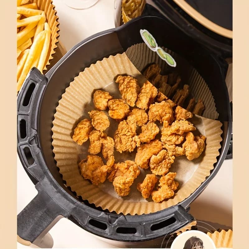 Eldobható sütőpapír forrólevegős sütőhöz (Air Fryer) - olajálló és vízálló kerek, négyzet és téglalap alakú sütőpapír