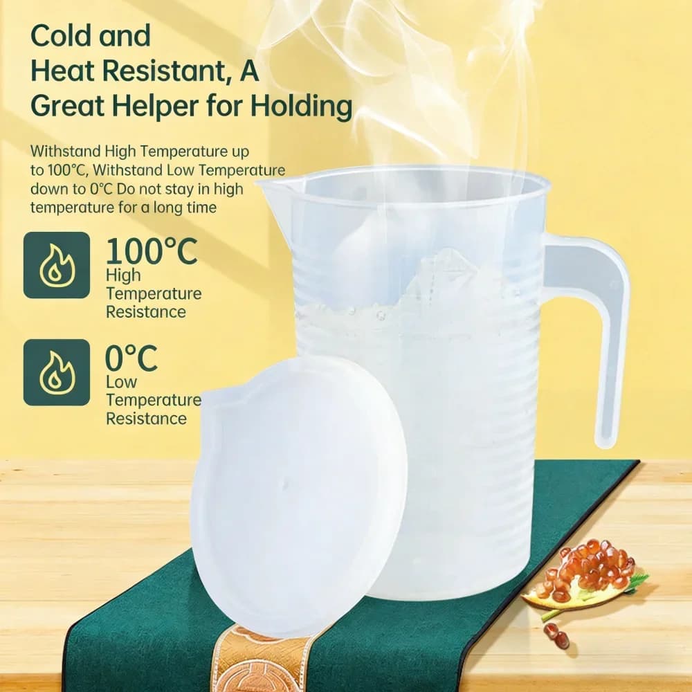 Élelmiszerbiztos műanyag mérőkancsó beosztással, 100-5000 ml