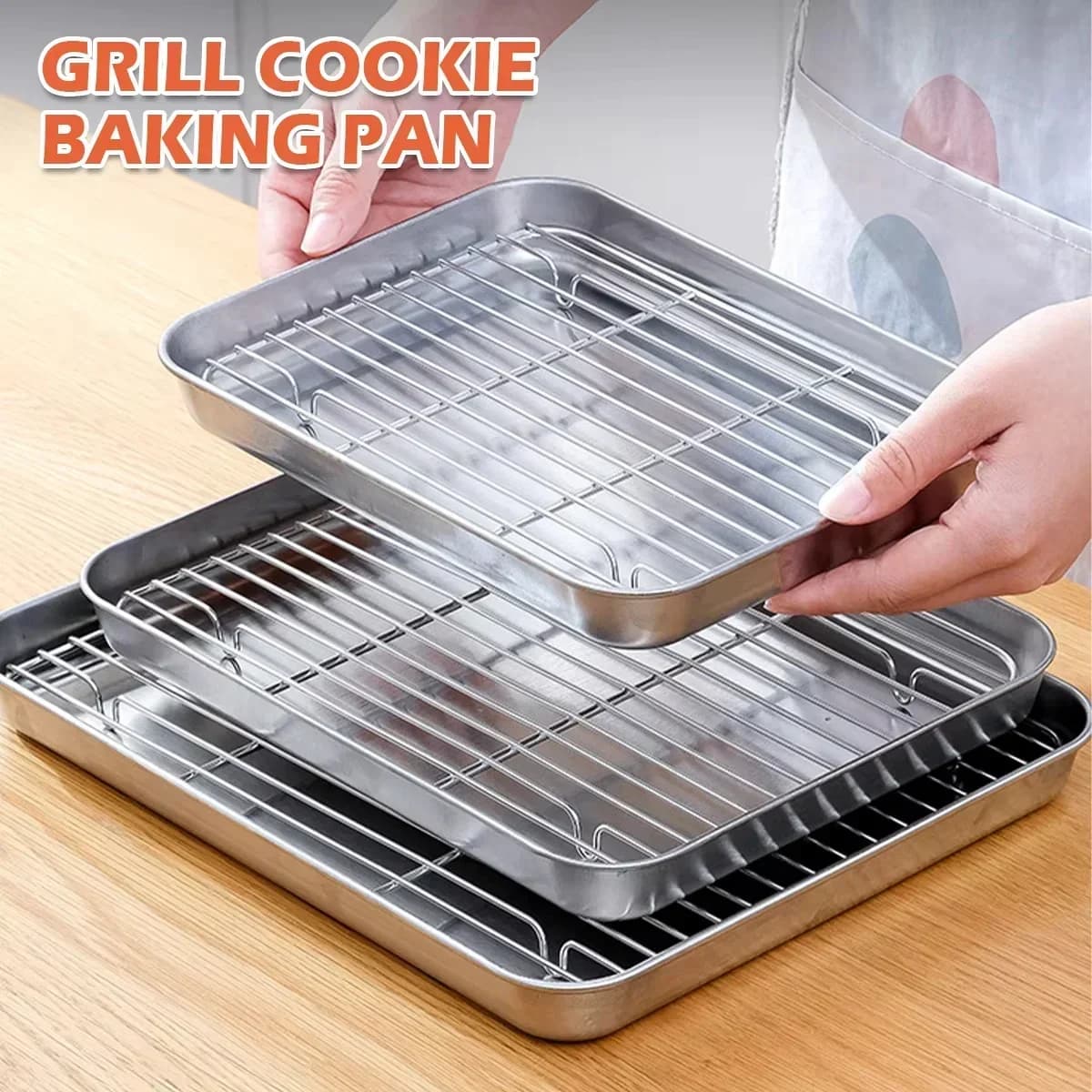 Rozsdamentes acél tepsi ráccsal sütéshez és grillezéshez