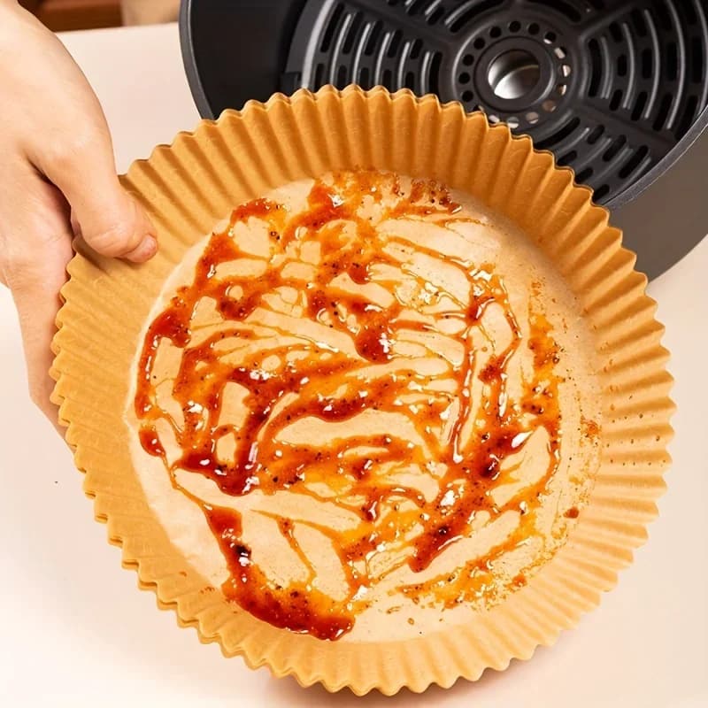 Eldobható sütőpapír forrólevegős sütőhöz (Air Fryer) - olajálló és vízálló kerek, négyzet és téglalap alakú sütőpapír