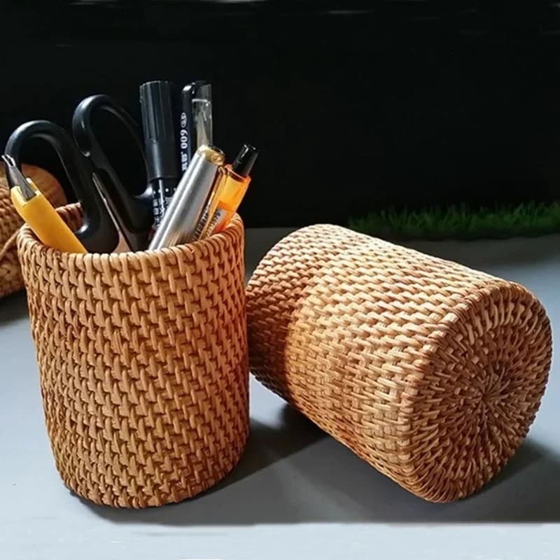 Fonott rattan evőeszköztartó és asztali rendszerező kosár