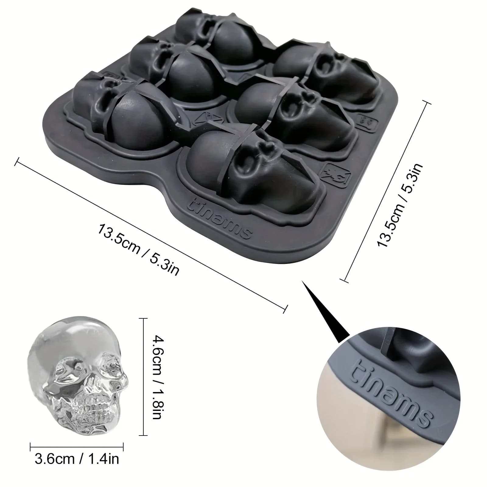 3D koponya formájú szilikon jégkocka készítő forma koktélokhoz, BPA-mentes