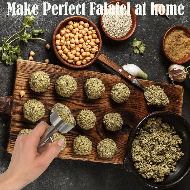 Rozsdamentes acél falafel- és húsgolyókészítő adagoló