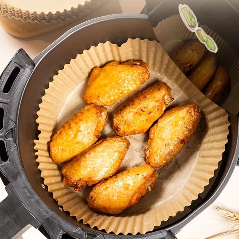 Eldobható sütőpapír forrólevegős sütőhöz (Air Fryer) - olajálló és vízálló kerek, négyzet és téglalap alakú sütőpapír