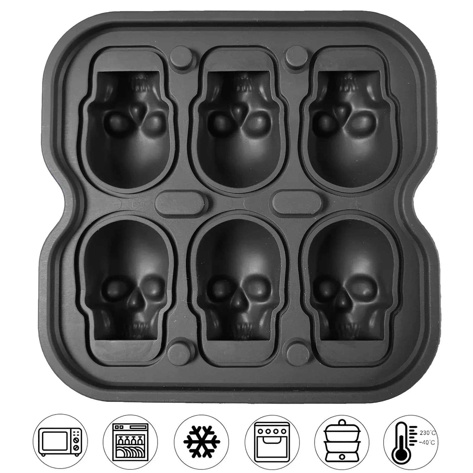 3D koponya formájú szilikon jégkocka készítő forma koktélokhoz, BPA-mentes