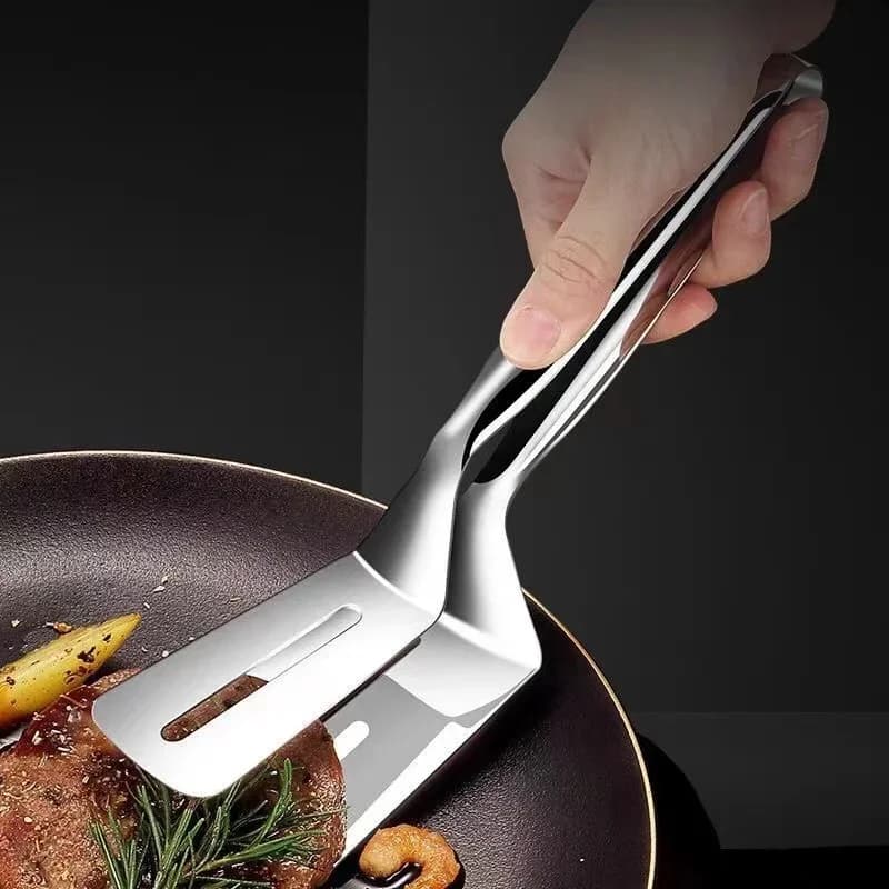 1/2/4 db rozsdamentes acél steakcsipesz és konyhai forgatólapát