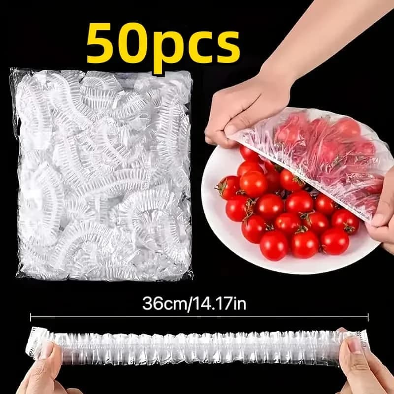 50 db újrahasználható gumis ételfedő - Rugalmas műanyag fóliasapka